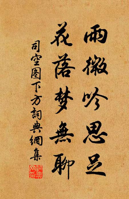 司空图雨微吟思足，花落梦无聊书法作品欣赏