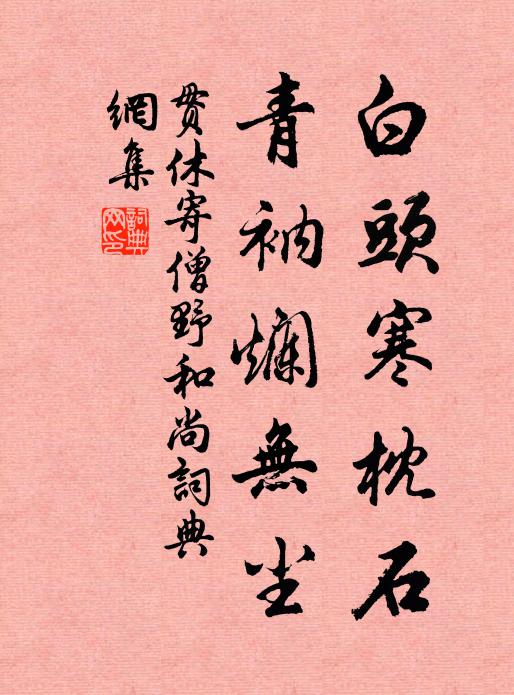 贯休白头寒枕石，青衲烂无尘书法作品欣赏