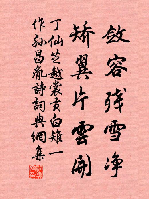 丁仙芝敛容残雪净，矫翼片云开书法作品欣赏