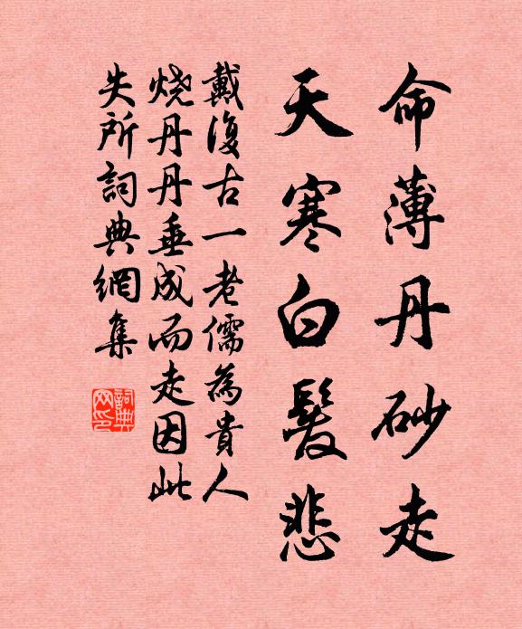 戴复古命薄丹砂走，天寒白发悲书法作品欣赏
