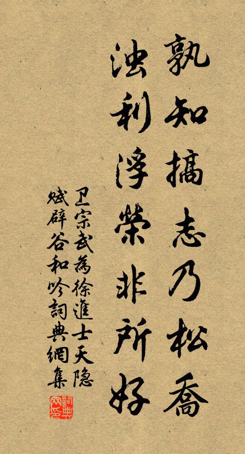 卫宗武孰知搞志乃松乔，浊利浮荣非所好书法作品欣赏