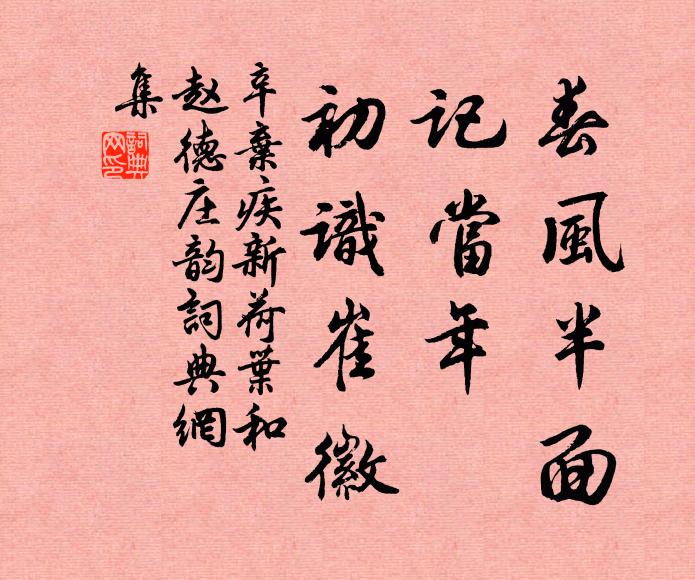 辛弃疾春风半面，记当年、初识崔徽书法作品欣赏