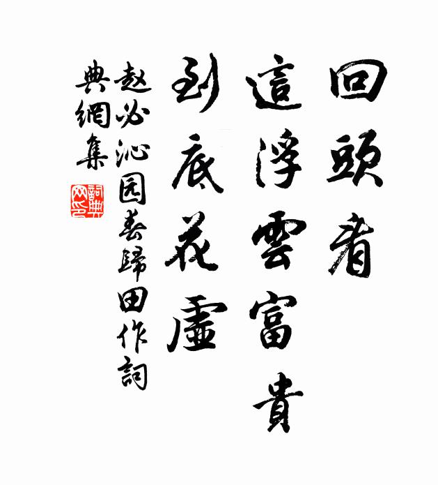 赵必回头看，这浮云富贵，到底花虚书法作品欣赏