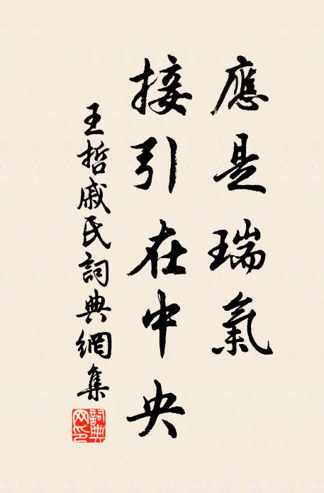 王哲应是瑞气，接引在中央书法作品欣赏