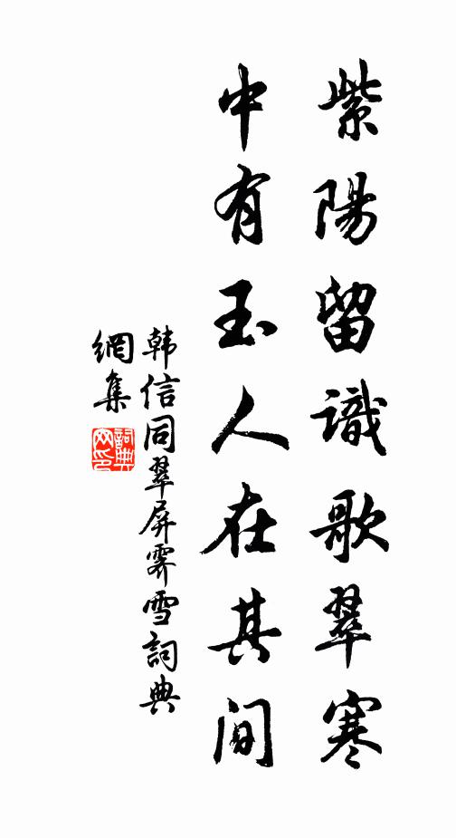 韩信同紫阳留识歌翠寒，中有玉人在其间书法作品欣赏