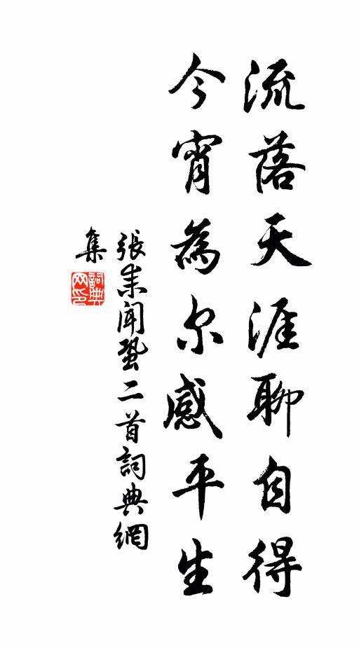 张耒流落天涯聊自得，今宵为尔感平生书法作品欣赏