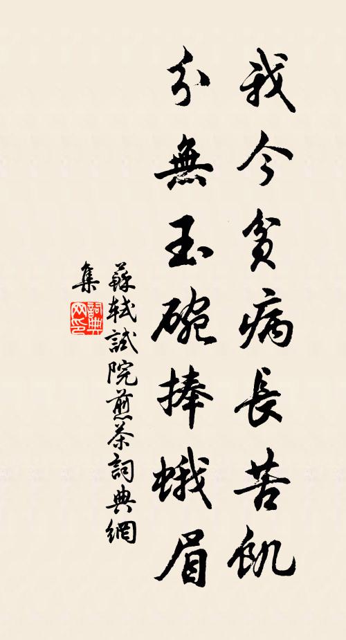 苏轼我今贫病长苦饥，分无玉碗捧蛾眉书法作品欣赏