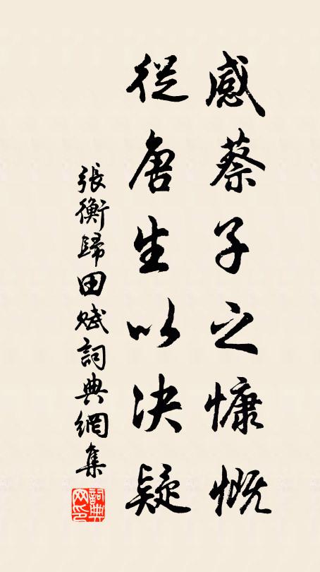 张衡感蔡子之慷慨，从唐生以决疑书法作品欣赏