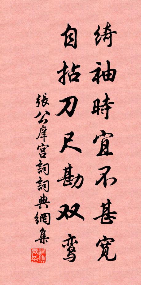 张公庠绮袖时宜不甚宽，自拈刀尺勘双鸾书法作品欣赏