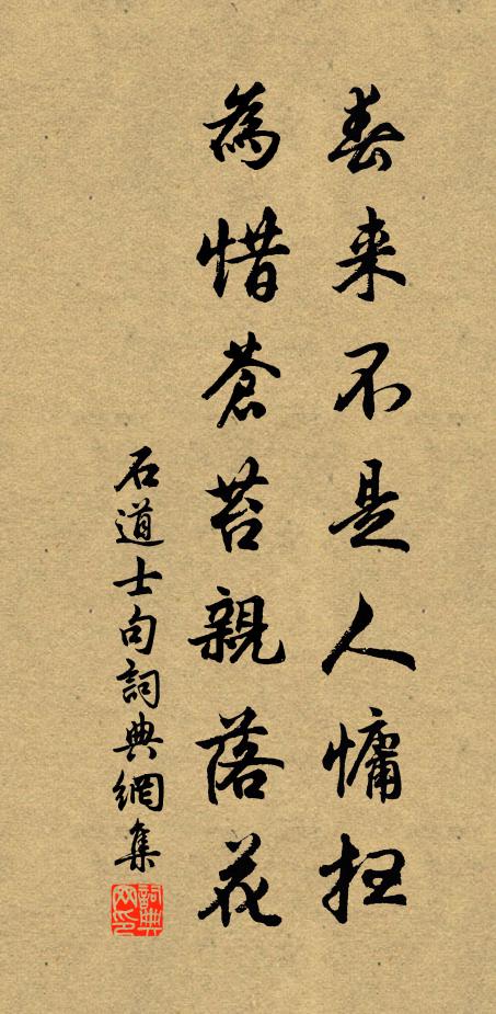 石道士春来不是人慵扫，为惜苍苔亲落花。书法作品欣赏