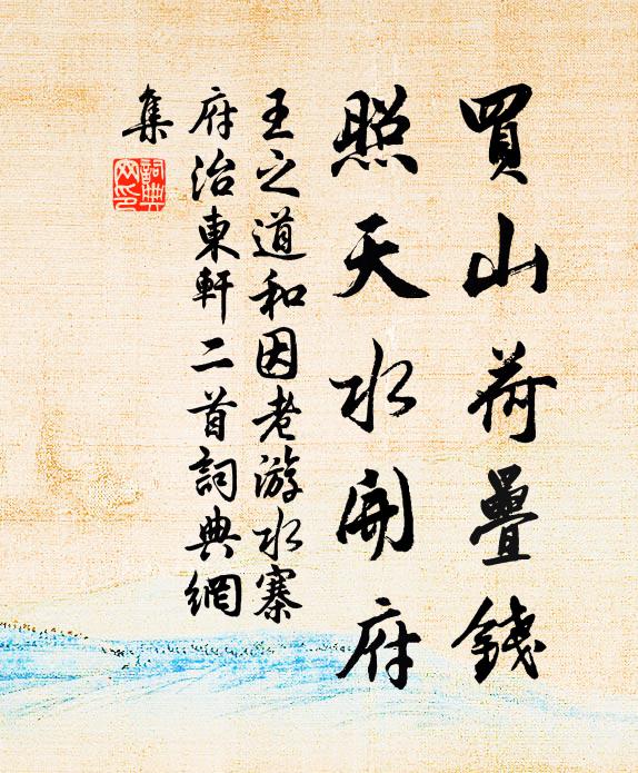 王之道买山荷叠钱，照天水开府书法作品欣赏