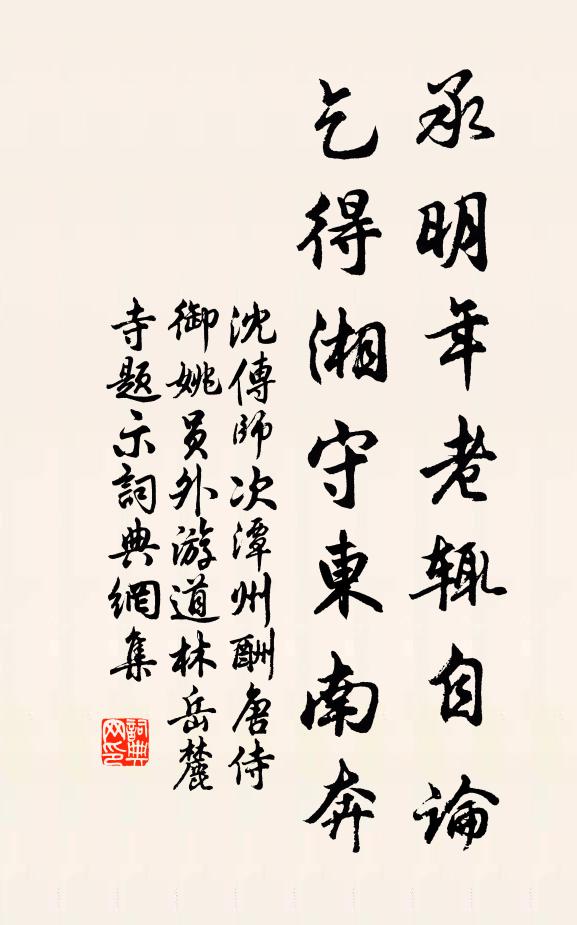 沈传师承明年老辄自论，乞得湘守东南奔书法作品欣赏