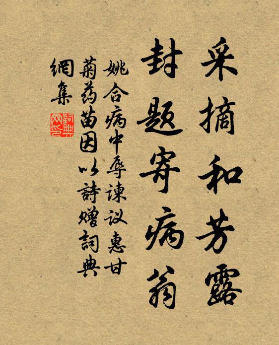 姚合采摘和芳露，封题寄病翁书法作品欣赏
