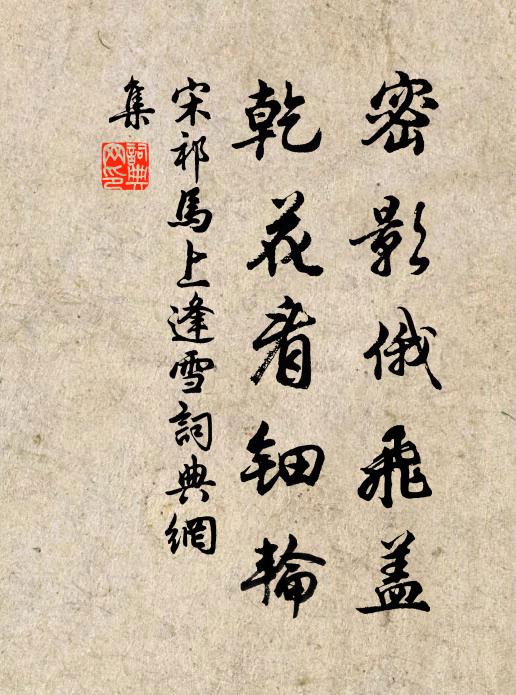 宋祁密影俄飞盖，乾花看钿轮书法作品欣赏