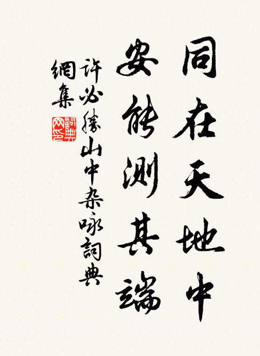 许必胜同在天地中，安能测其端书法作品欣赏
