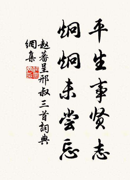 赵蕃平生事贤志，炯炯未尝忘书法作品欣赏