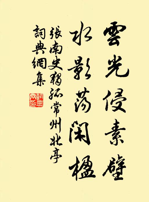 张南史云光侵素壁，水影荡闲楹书法作品欣赏