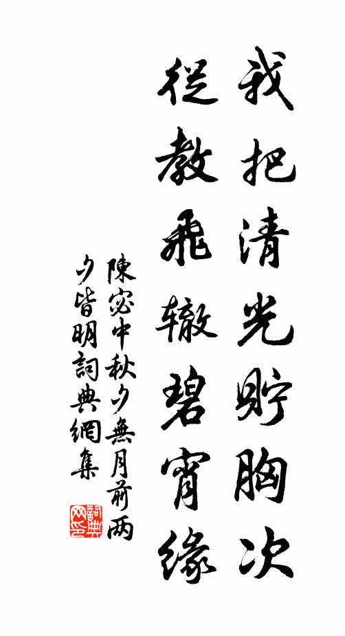 陈宓我把清光贮胸次，从教飞辙碧宵缘书法作品欣赏