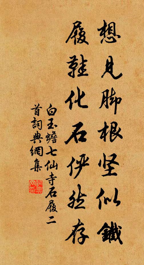 白玉蟾想见脚根坚似铁，履鞋化石俨然存书法作品欣赏