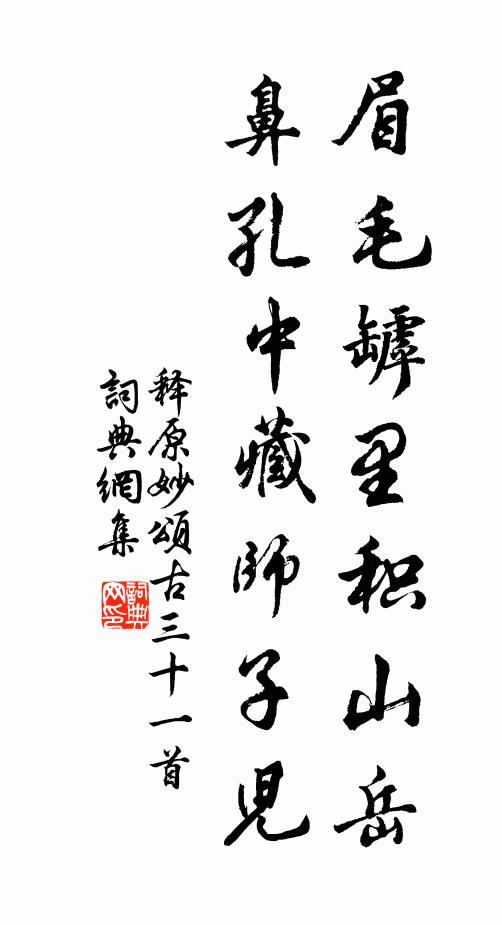 释原妙眉毛罅里积山岳，鼻孔中藏师子儿书法作品欣赏