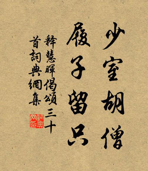 释慧晖少室胡僧，履子留只书法作品欣赏