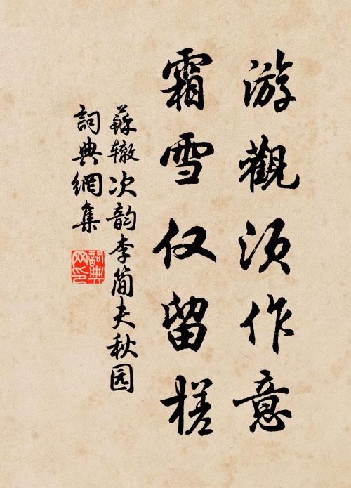 苏辙游观须作意，霜雪仅留槎书法作品欣赏