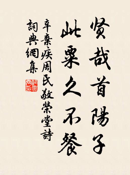 辛弃疾贤哉首阳子,此粟久不餐书法作品欣赏