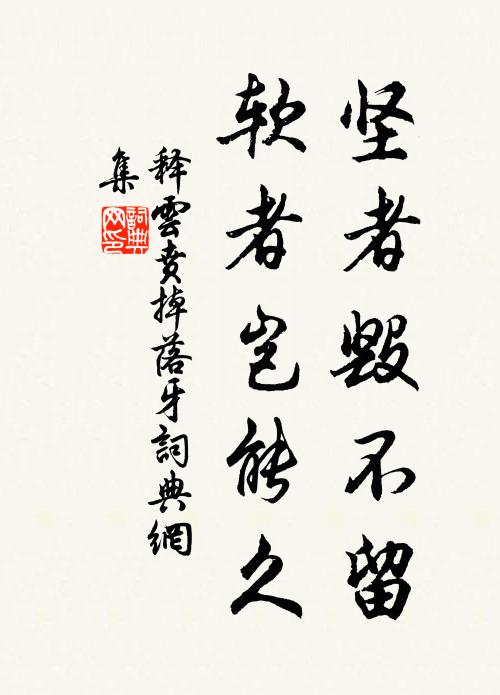 释云贲坚者毁不留，软者岂能久书法作品欣赏