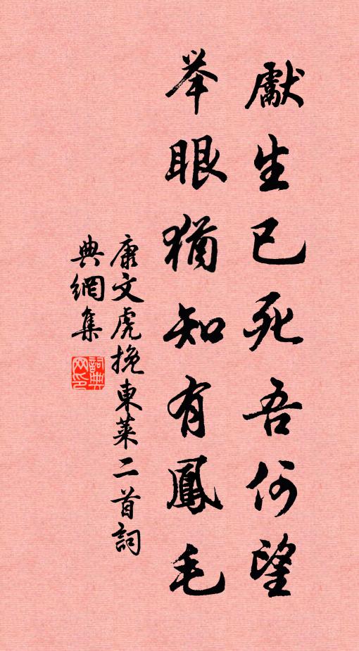 康文虎先生已死吾何望，举眼犹知有凤毛书法作品欣赏