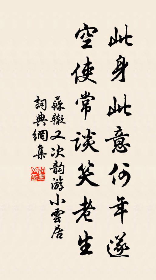 苏辙此身此意何年遂，空使常谈笑老生书法作品欣赏