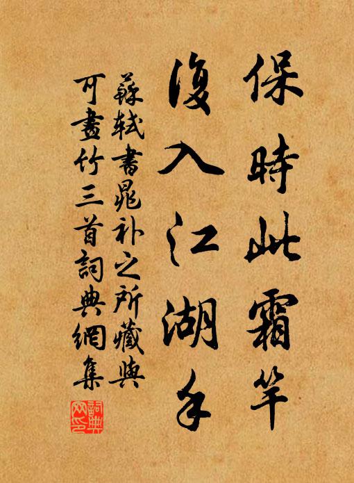 苏轼保时此霜竿，复入江湖手书法作品欣赏