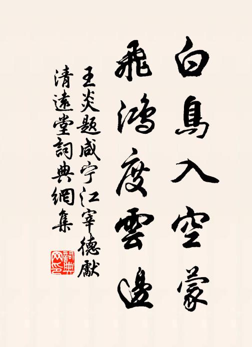 王炎白鸟入空蒙，飞鸿度云边书法作品欣赏