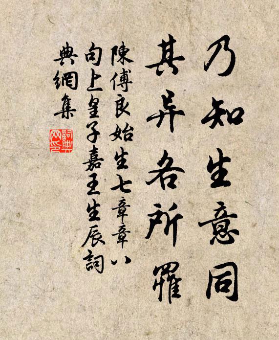陈傅良乃知生意同，其异各所罹书法作品欣赏