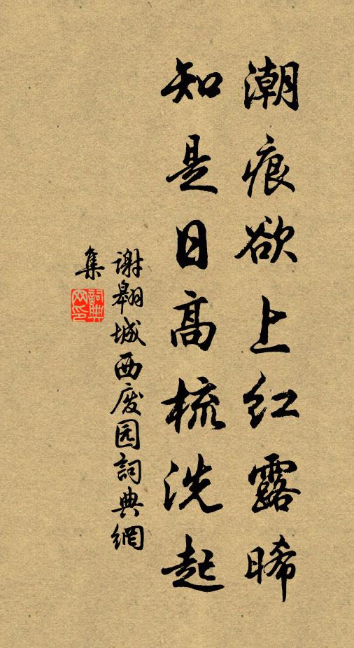 谢翱潮痕欲上红露晞，知是日高梳洗起书法作品欣赏