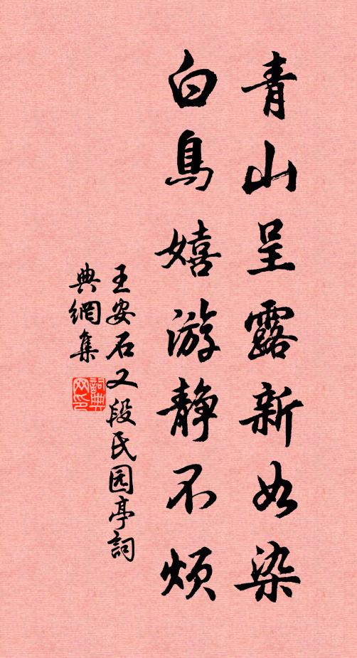 王安石青山呈露新如染，白鸟嬉游静不烦书法作品欣赏