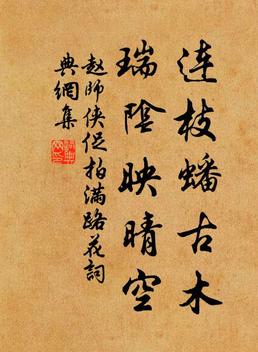 赵师侠连枝蟠古木,瑞阴映晴空书法作品欣赏