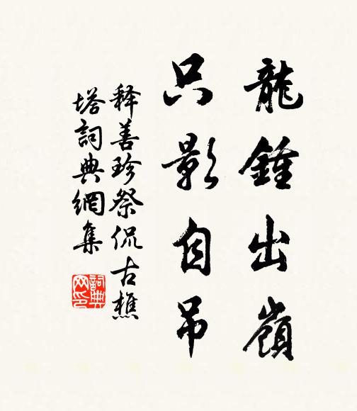 释善珍龙钟出岭，只影自吊书法作品欣赏