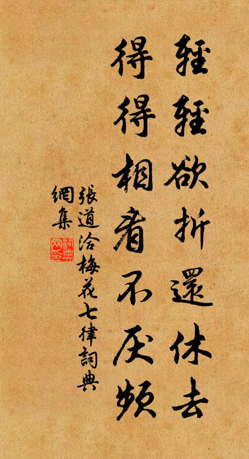 张道洽轻轻欲折还休去，得得相看不厌频书法作品欣赏