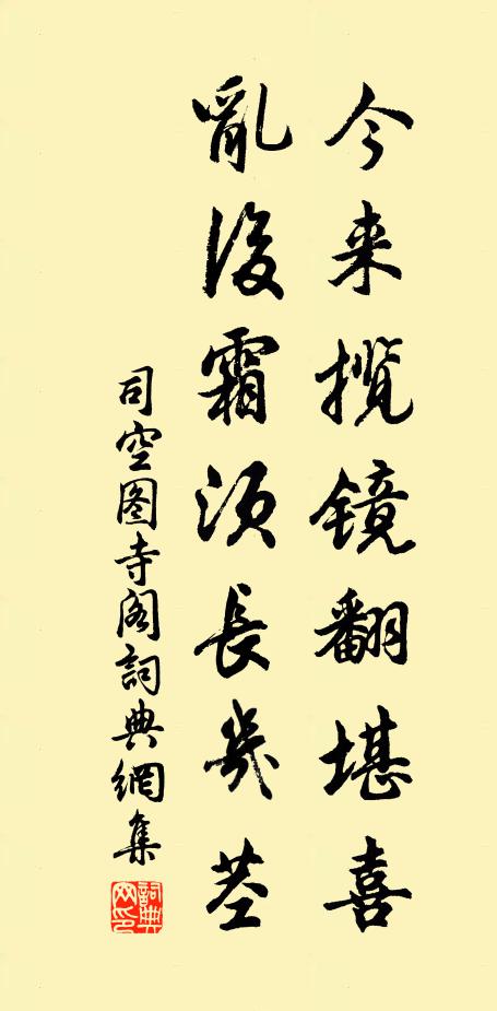 司空图今来揽镜翻堪喜，乱后霜须长几茎书法作品欣赏