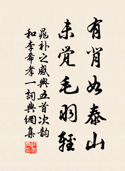晁补之有背如泰山，未觉毛羽轻书法作品欣赏
