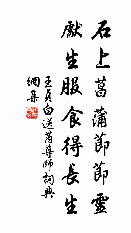 王贞白石上菖蒲节节灵，先生服食得长生书法作品欣赏