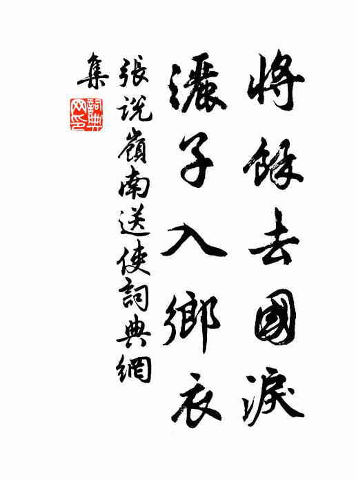 张说将余去国泪，洒子入乡衣书法作品欣赏