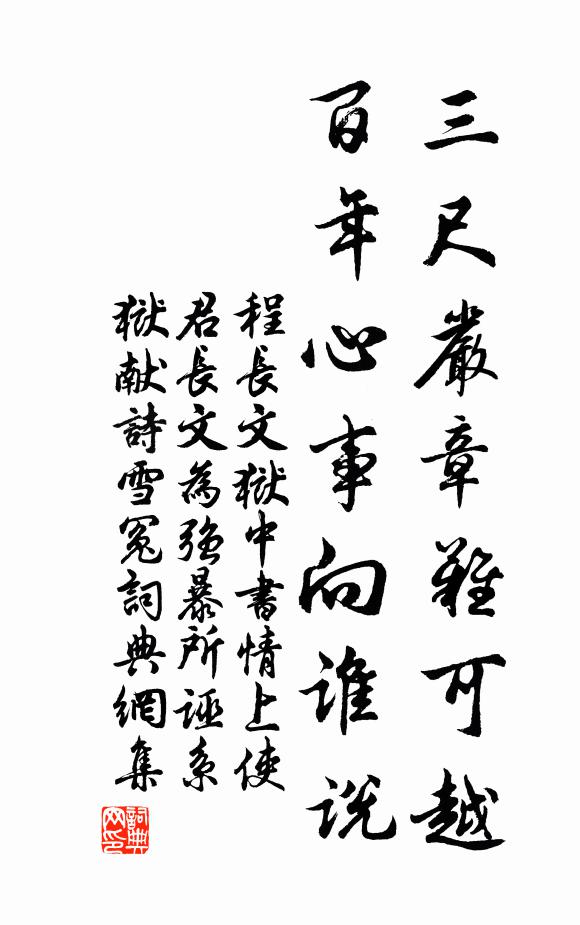 程长文三尺严章难可越，百年心事向谁说书法作品欣赏
