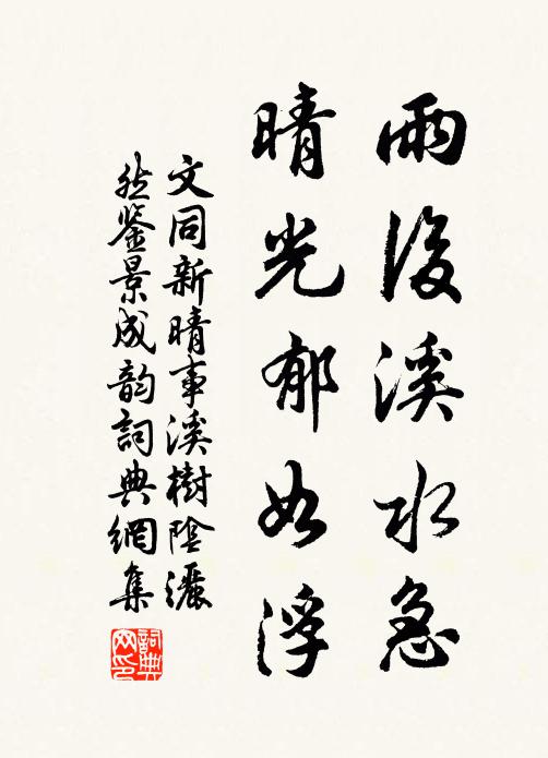 文同雨后溪水急,晴光郁如浮书法作品欣赏