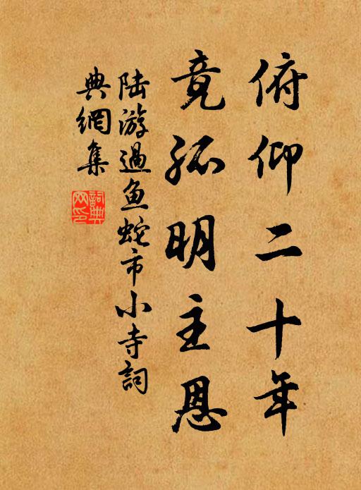 陆游俯仰二十年，竟孤明主恩书法作品欣赏