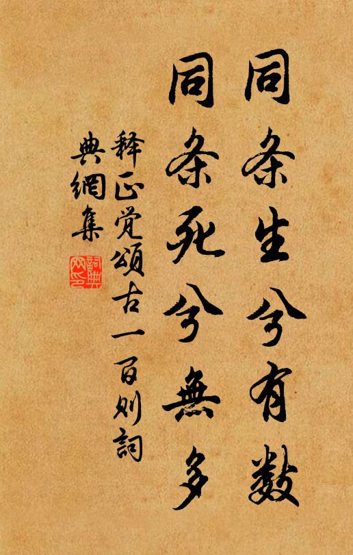 释正觉同条生兮有数，同条死兮无多书法作品欣赏
