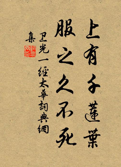 卫光一上有千莲叶，服之久不死书法作品欣赏