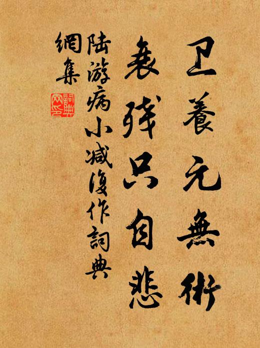 陆游卫养元无术，衰残只自悲书法作品欣赏