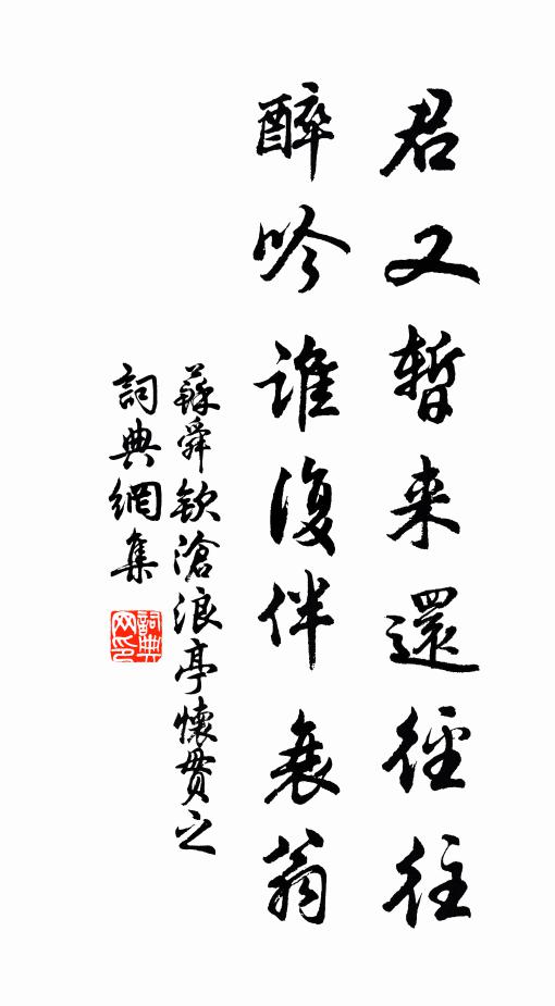 苏舜钦君又暂来还径往，醉吟谁复伴衰翁书法作品欣赏