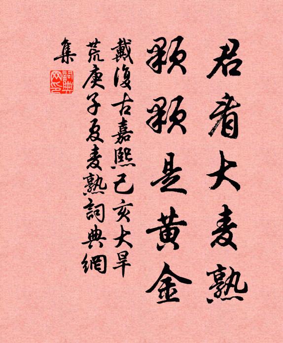 戴复古君看大麦熟，颗颗是黄金书法作品欣赏